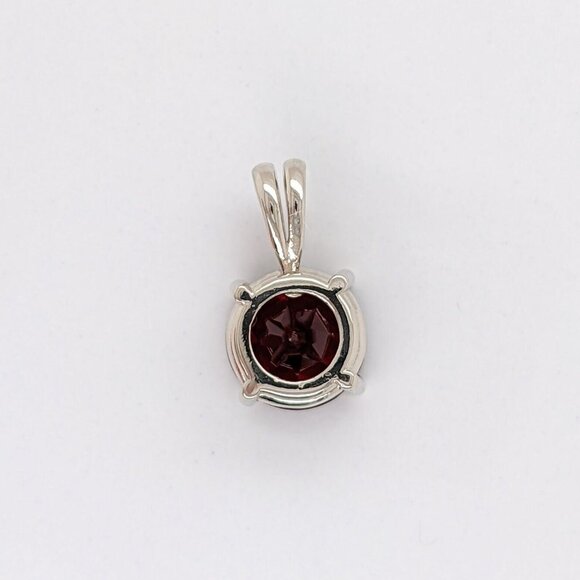 Madagascar Garnet Pendant in Solid 14K Gold with Rabbit Bail | 8mm Round Shape - Picture 7 of 7